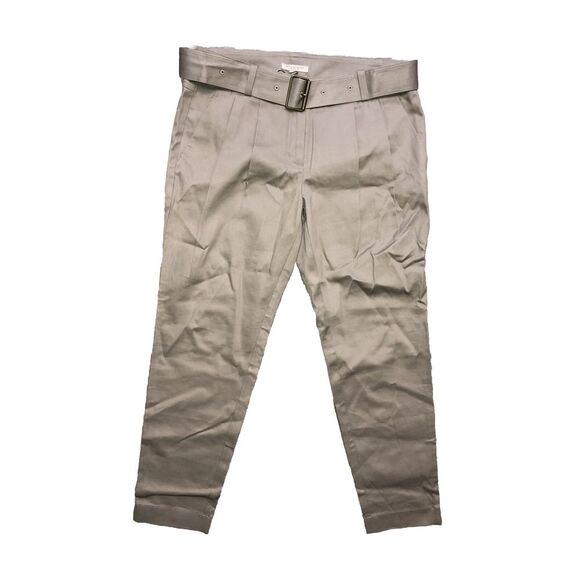 Burberry Brit‎ Tan Beige Stretch Cotton Canvas Belted Carrot Leg Pants New 40 6 - Picture 1 of 10